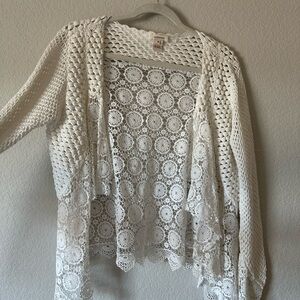 Sundance White Crochet Sweater Size M